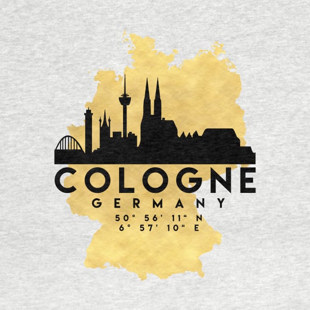 Cologne Germany Skyline Map Art by deificusArt